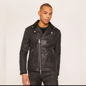 Armani Exchange QUILTED SLEEVE FAUX-SHEARLING MOTO  jacket/coat size m